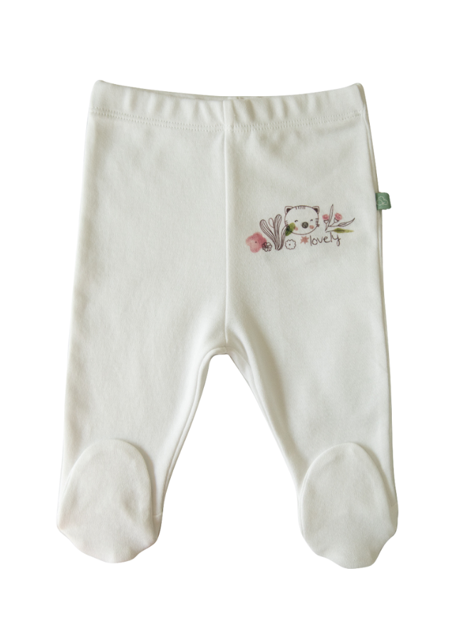 Set 3 Perechi de Pantaloni din Bumbac Organic cu Picior Roz cu Gri cu Pisica S23042 Kitikate