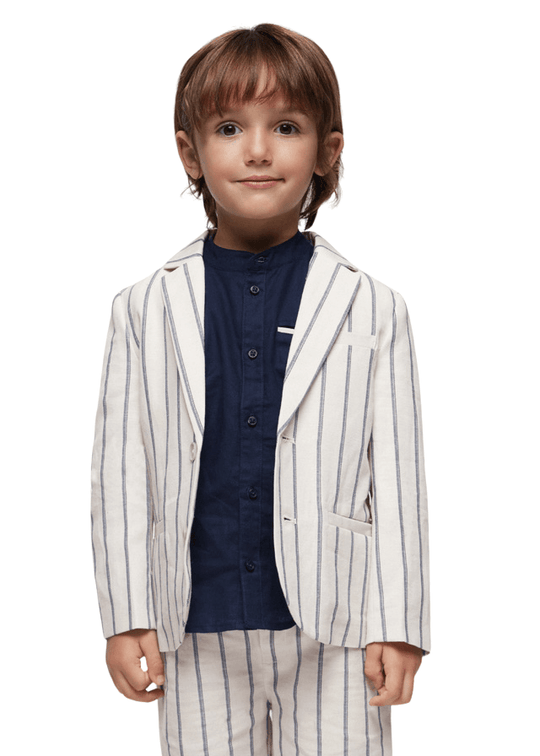 Beige Jacket with Blue Stripes in Cotton Linen 3485 Mayoral