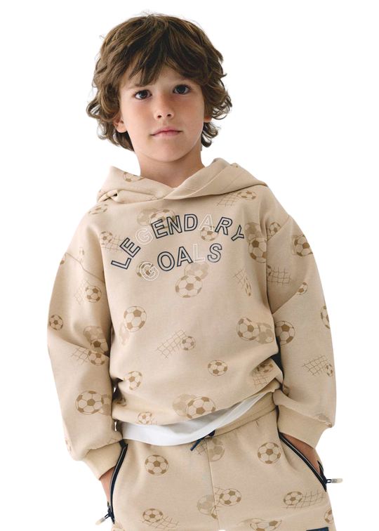 Hanorac Bej cu Gluga Imprimeu Mingi 3435 Mayoral