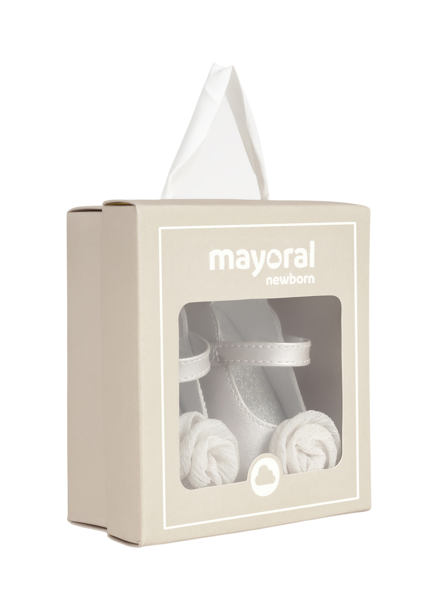 Balerini Ivory Sidefati cu Floare Organza 9960 Mayoral