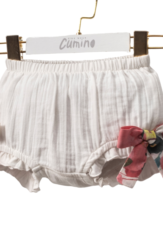 Set of Pieces, Corai Flower Print Top and Cream Muslin Panties