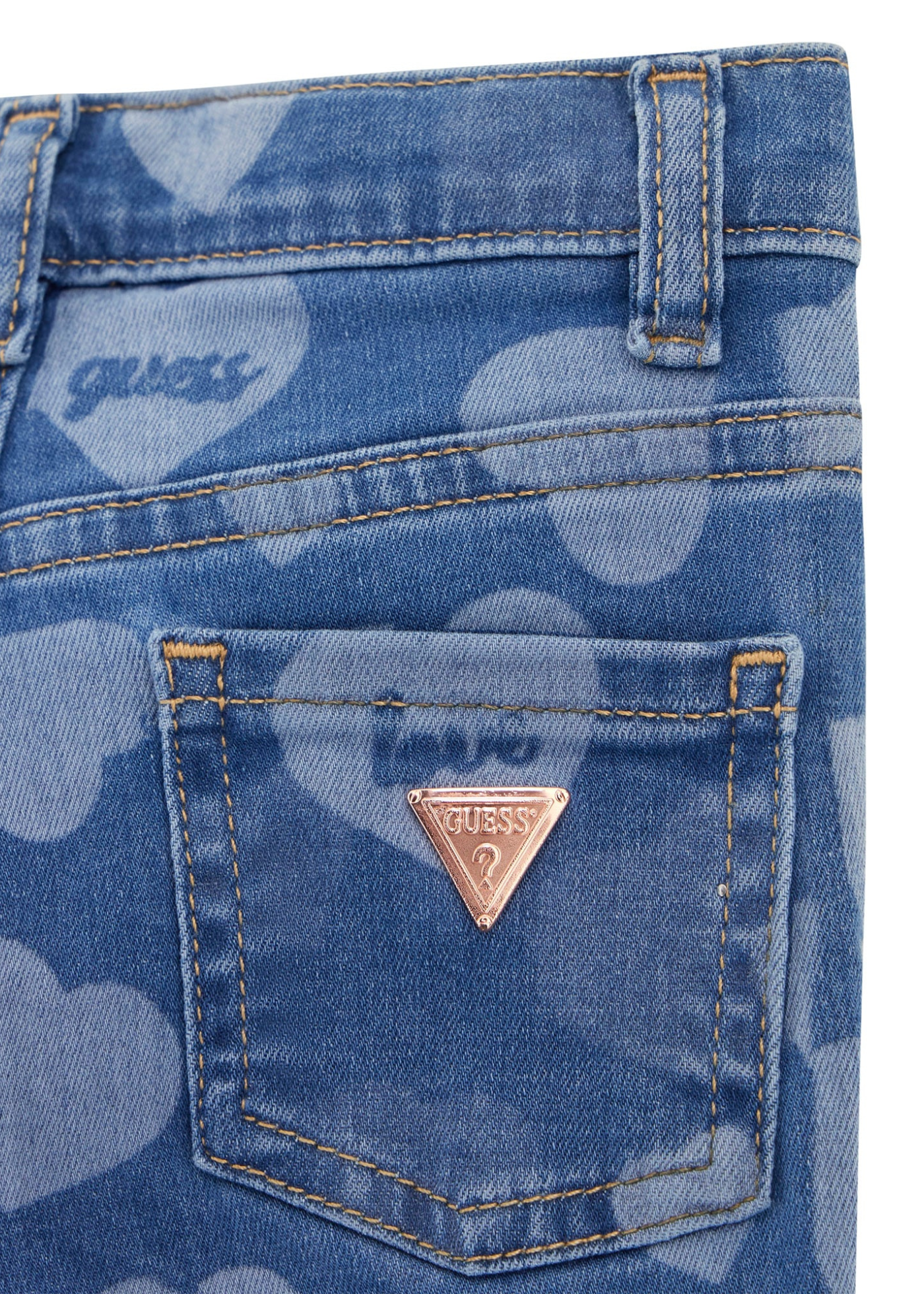 Pantaloni Lungi Denim Evazati cu Imprimeu Inimi K5YA04 D4CA0 PTGO Guess