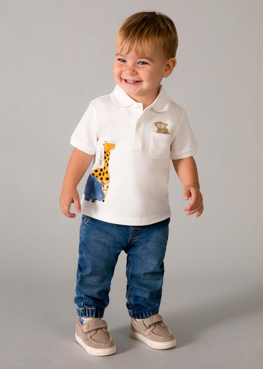 Tricou Polo Crem cu Animale 1108 Mayoral