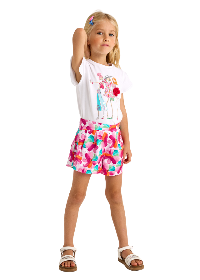 Pantaloni Scurti Imprimeu Flori Magenta 3905 Mayoral