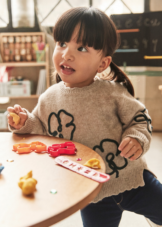 Beige Sweater with Flowers 2355 Mayoral