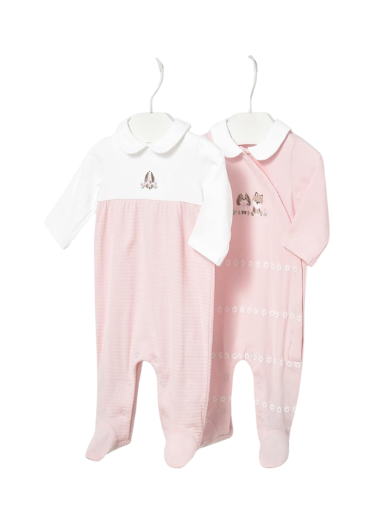 Set 2 Salopete Lungi Alb cu Roz 1703 Mayoral