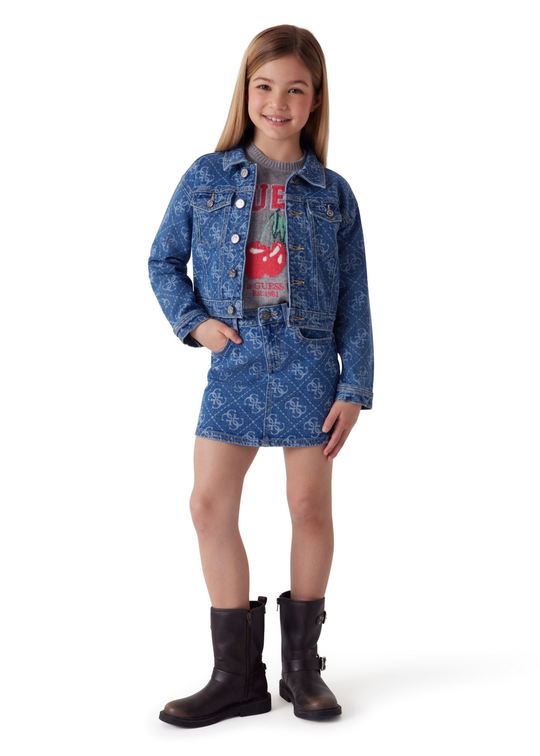 Fusta Denim cu Monograme J6RD03 D5FM0 XI4G Guess