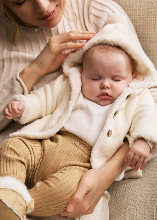 Cream Knitted Jacket with Hood and Fur Lining 2333 Mayoral