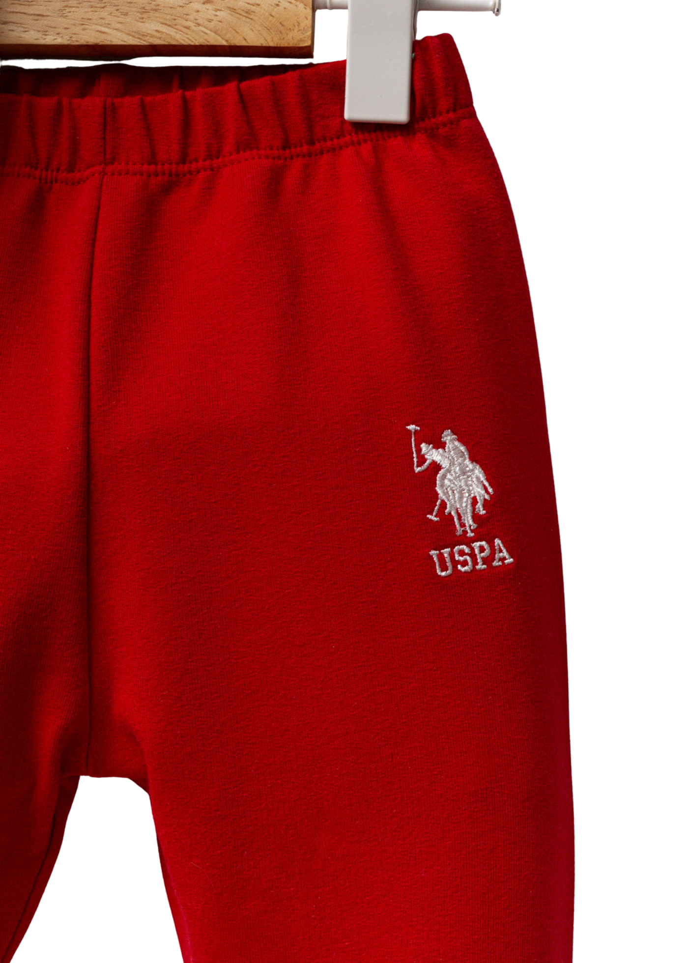 Set 2 Piese Bluza Ivory cu Verde si Pantaloni Lungi Rosii USB2571 V1 Us Polo Assn