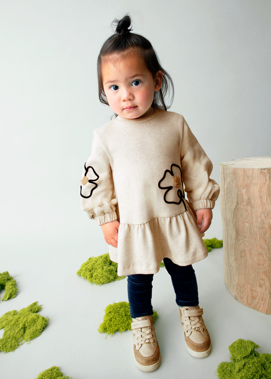 Beige Long Sleeve Floral Dress 2917 Mayoral