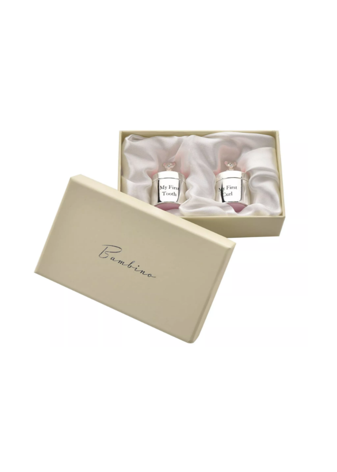 Set 2 Casete Argintate Prima Suvita si Primul Dintisor Roz cu Urs CG532P Bambino by Juliana