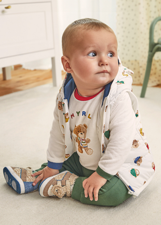 3 Piece Tracksuit Cream and Green with Vest and Bear Print 2636 col 92 Mayoral