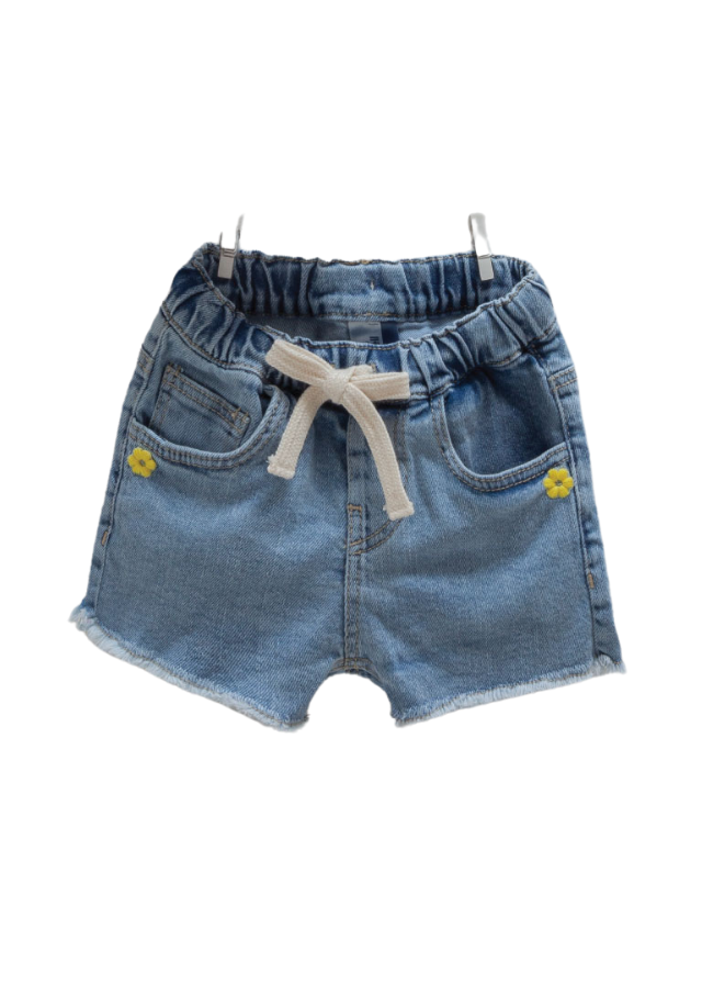 Set 2 Piese Top Crem cu Lamai si Pantaloni Denim scurti 9818 Mell Sweet Baby