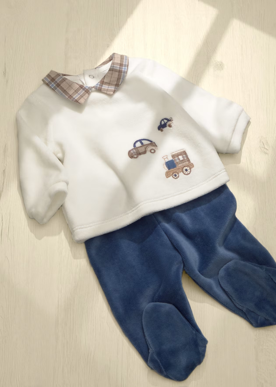 Set Pantaloni cu Botosei Bleumarin din Bumbac pentru Nou-Nascuti 2518 – Mayoral
