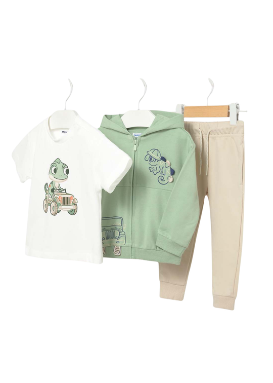 Trening 3 Piese Verde cu Bej cu Cameleon 1833 Mayoral