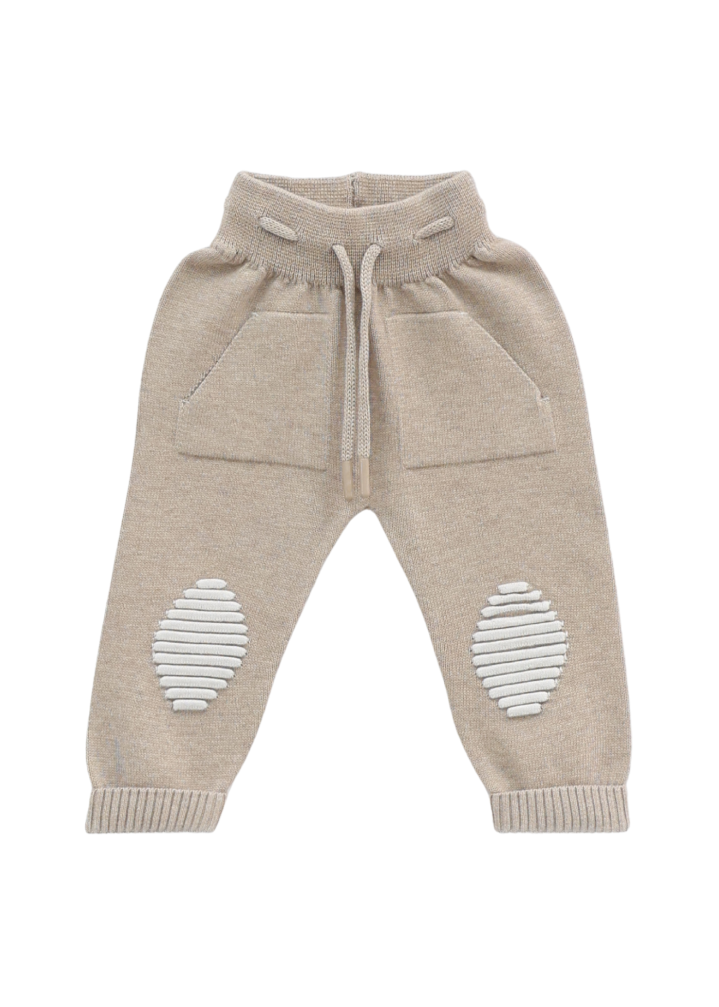 Set 3 Piese Hanorac si Pantaloni Tricotate Bej si Bluza Ivory cu Maneca Lunga 8003 Leo King