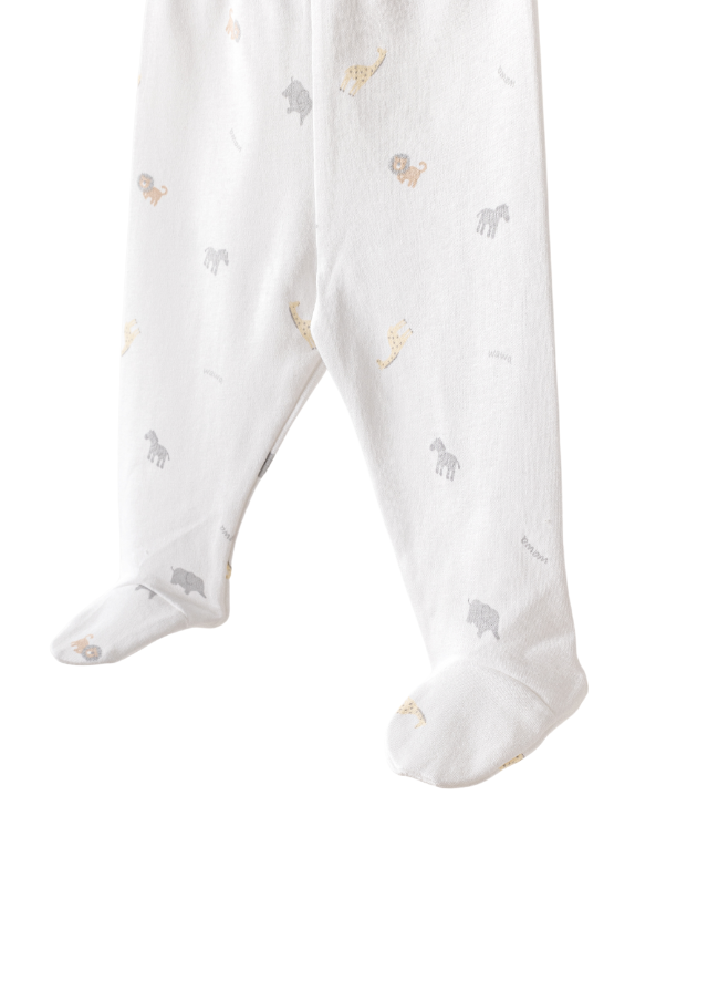 Set 10 Piese Maternitate Alb cu Bej cu Girafa Bumbac si Muselina AC25801 Andywawa