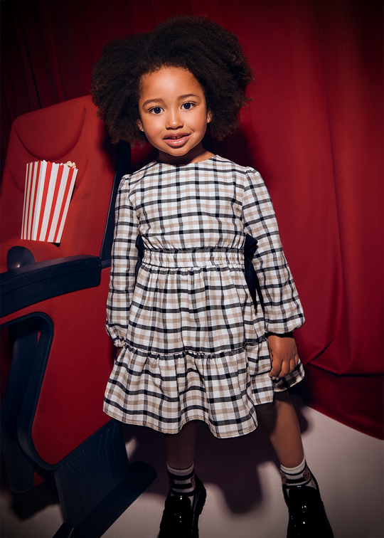 Long Sleeve Dress Beige and Black Checks 4915 Mayoral