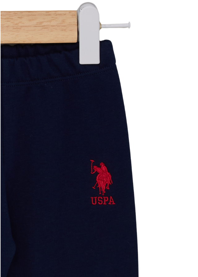 Trening 2 Piese Bluza Sport Crem cu Maneci Bleumarin si Rosu si Pantaloni Bleumarin USB2084 V1 Us Polo Assn