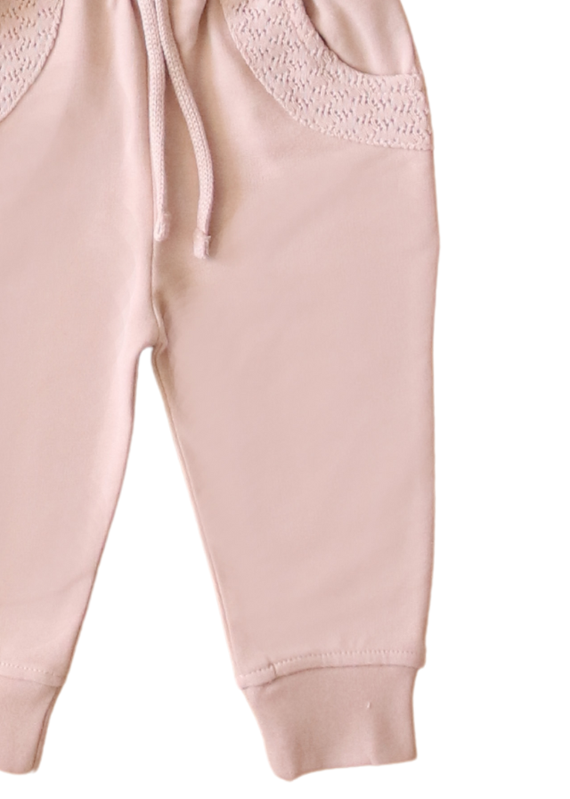 Trening Bej 2 Piese Hanorac cu Dantela si Pantaloni Sport 12507 Leo King