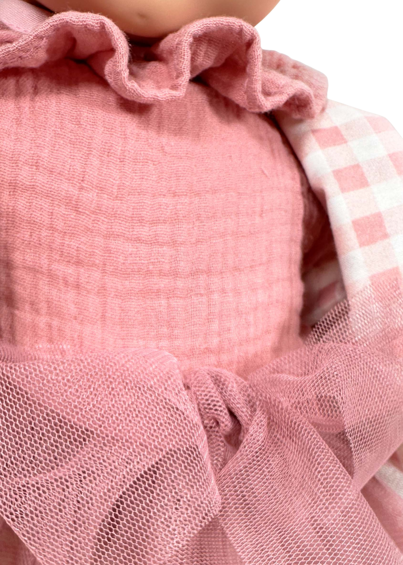 Papusa Parfumata Susette Blonda cu Mecanism, Fustita Tull Roz Pudra si Bluzita din Muselina  - 45 cm – 6533 – Nines