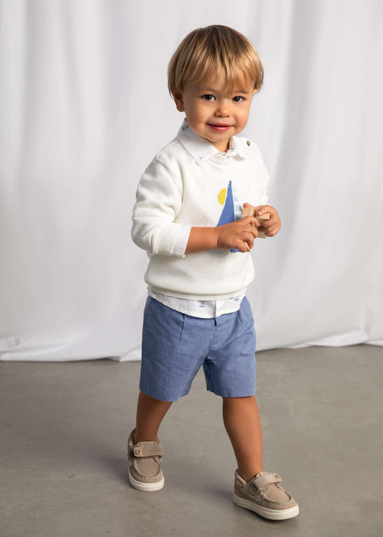 Blue Cotton and Linen Shorts 1215 Mayoral