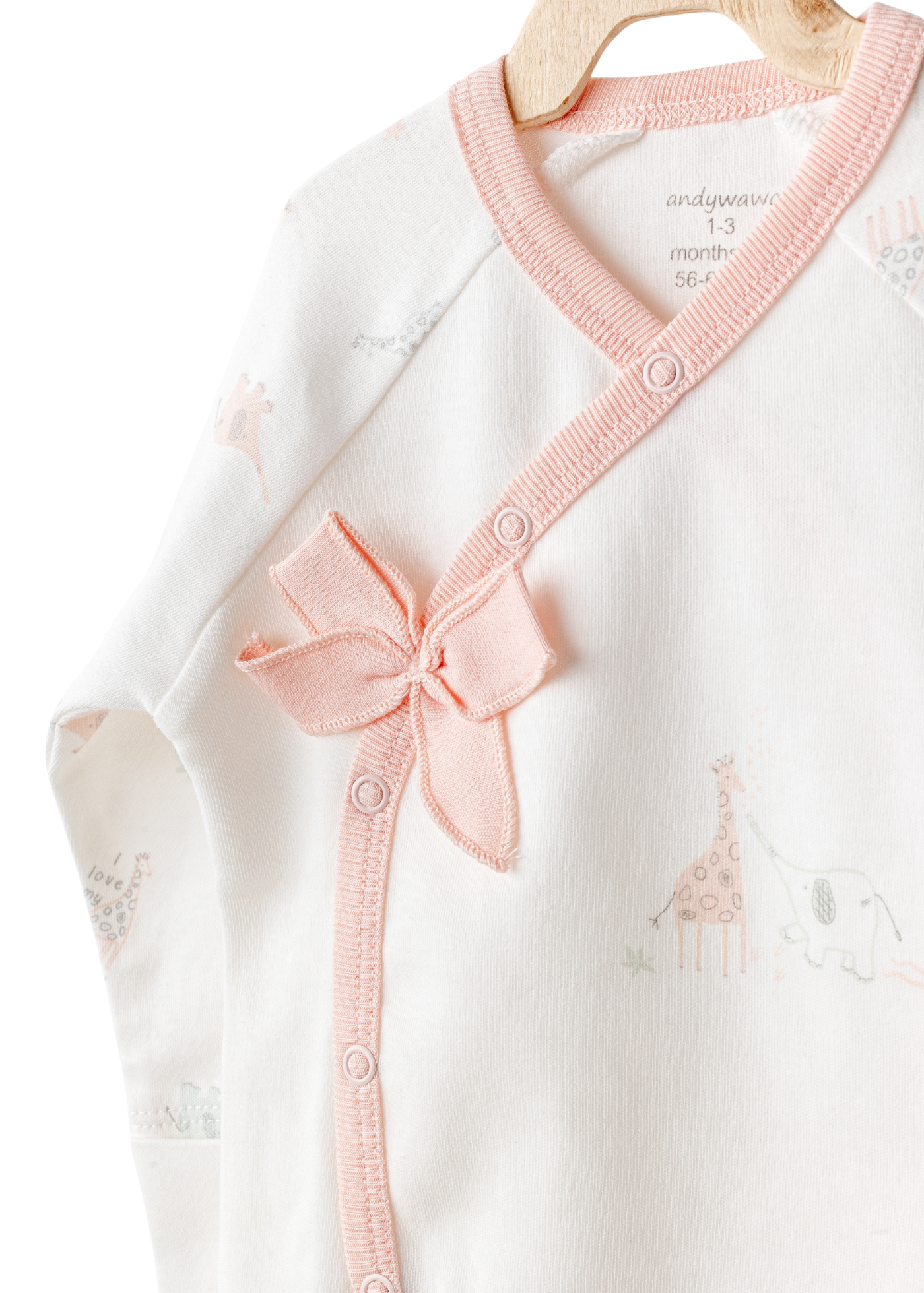 Set 5 Piese Nou Nascut Crem cu Roz cu Elefant AC25500 Andywawa