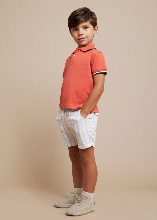 Pantaloni Scurti din In Crem cu Dungi Bej 3279 Mayoral