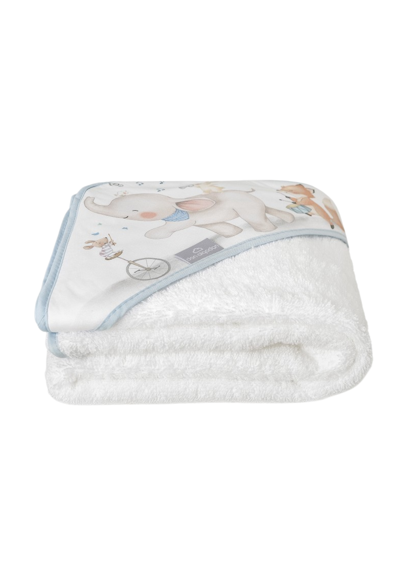 Prosop cu Capison 100x100 cm Alb-Bleu cu Elefantel D1219-11 InterBaby