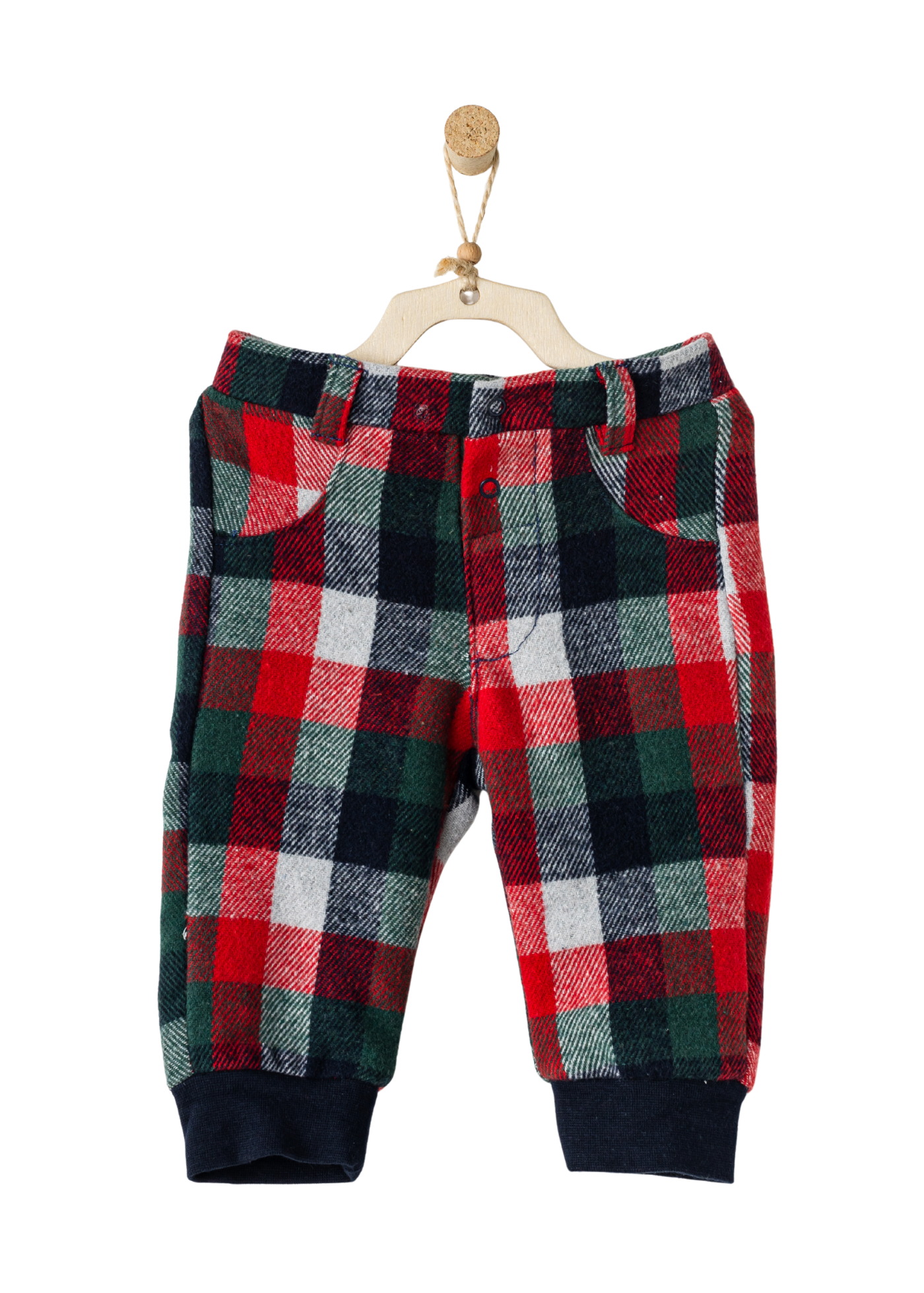 Set 2 Piese Bluza din Velur Bleumarin cu Urs si Pantaloni Lungi Ecosez AC24423 Andywawa