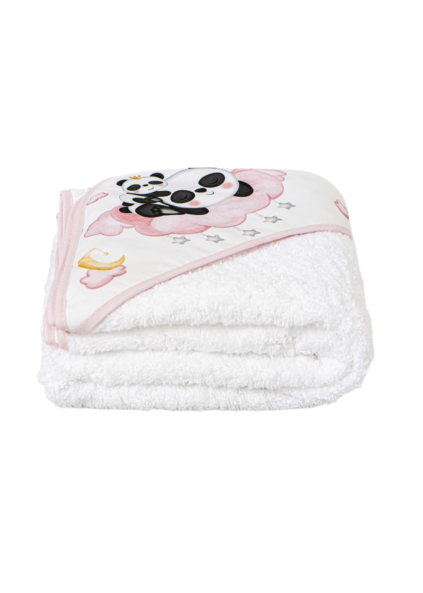 Prosop cu Capison 100x100 cm Alb-Roz cu Ursuleti Panda D1226-12 InterBaby