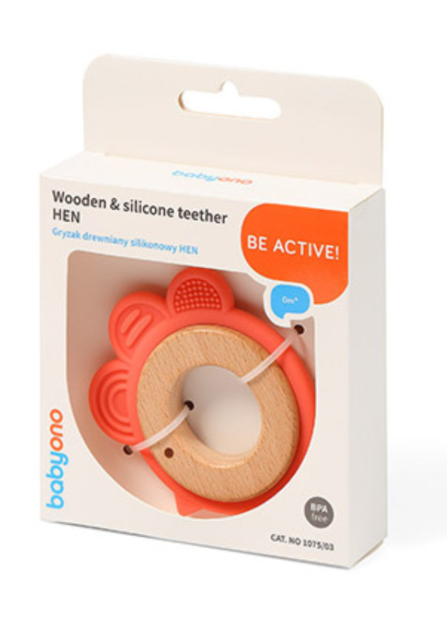 Inel Dentitie Silicon si Lemn Gaina Frez 1075/03 BabyOno - Camera Bebelusului