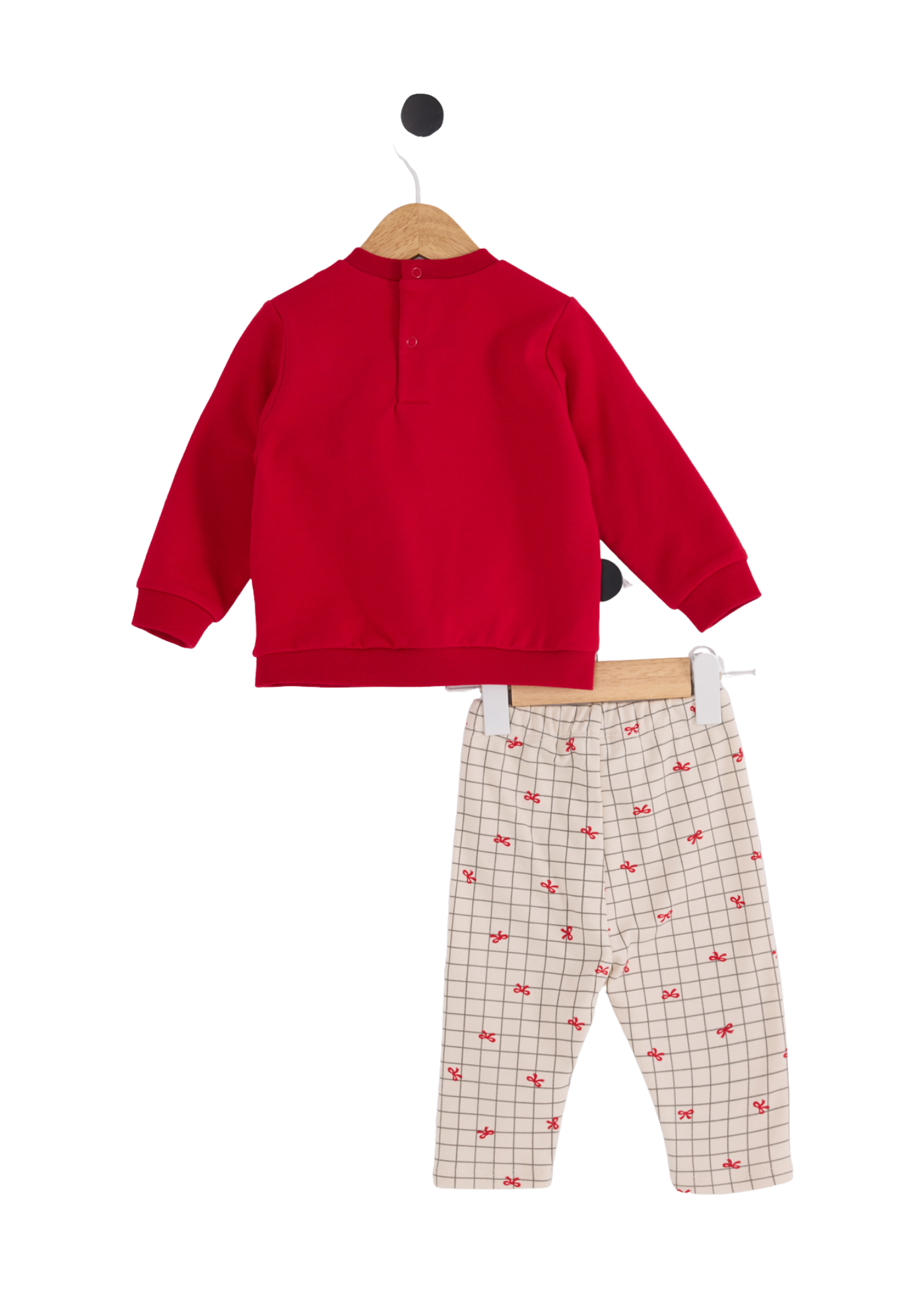 Set 2 Piese Bluza Rosie si Pantaloni Bej cu Fundite USB2727 V1 Us Polo Assn