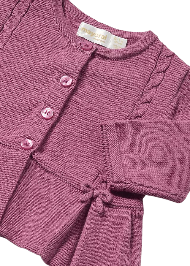 AnneBebe - Set 3 Piese pentru fetite, Cardigan tricotat, Bluza Bumbac si Pantaloni Tricotati 2742 Mayoral