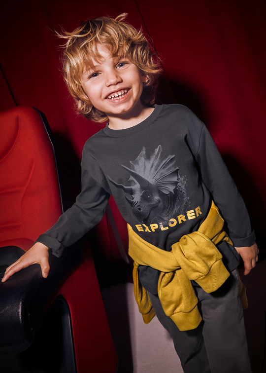 Black Long Sleeve Blouse with Dinosaur 4090 Mayoral