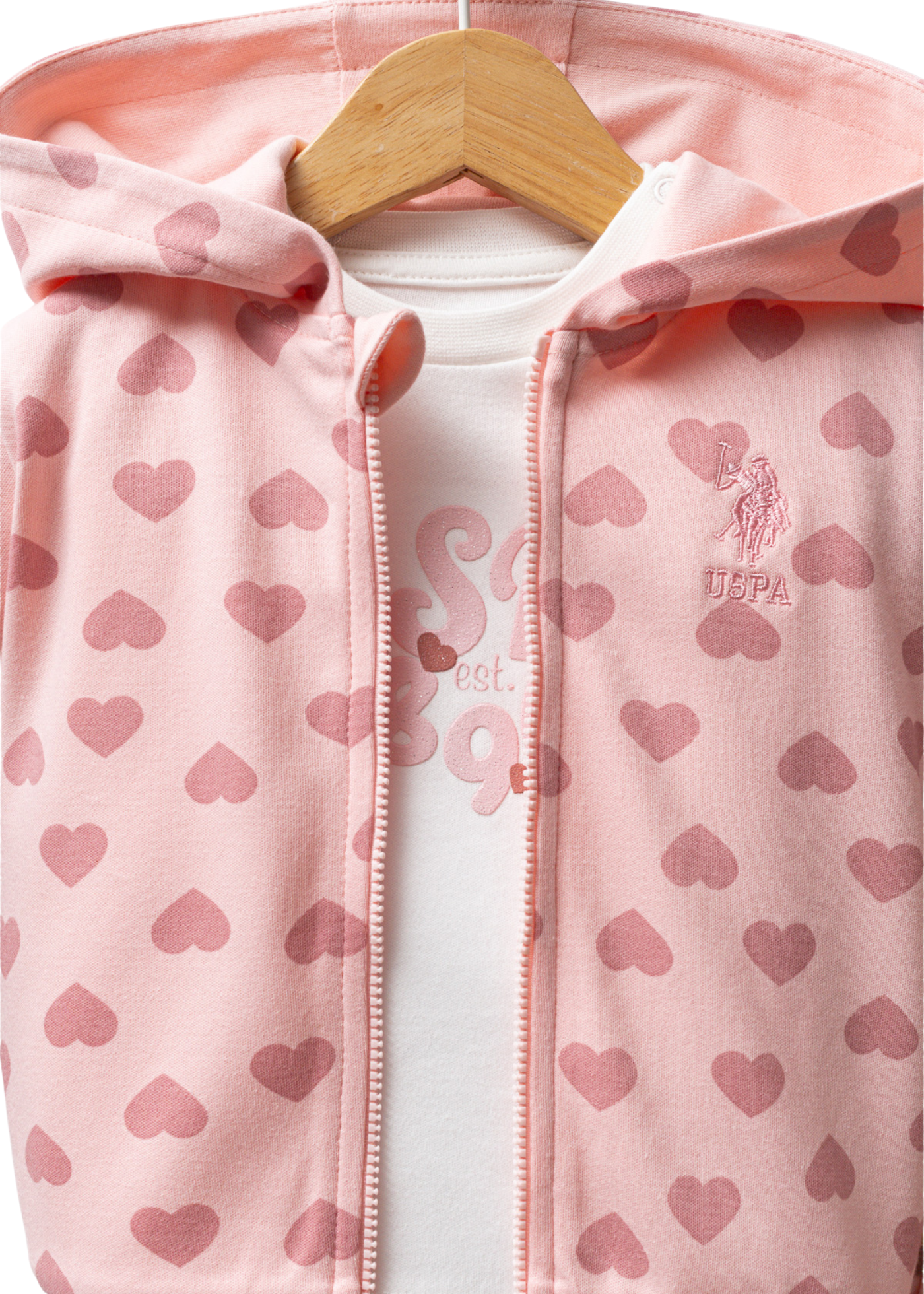 Trening 3 Piese Roz cu Inimi USB2712 V1 Us Polo Assn