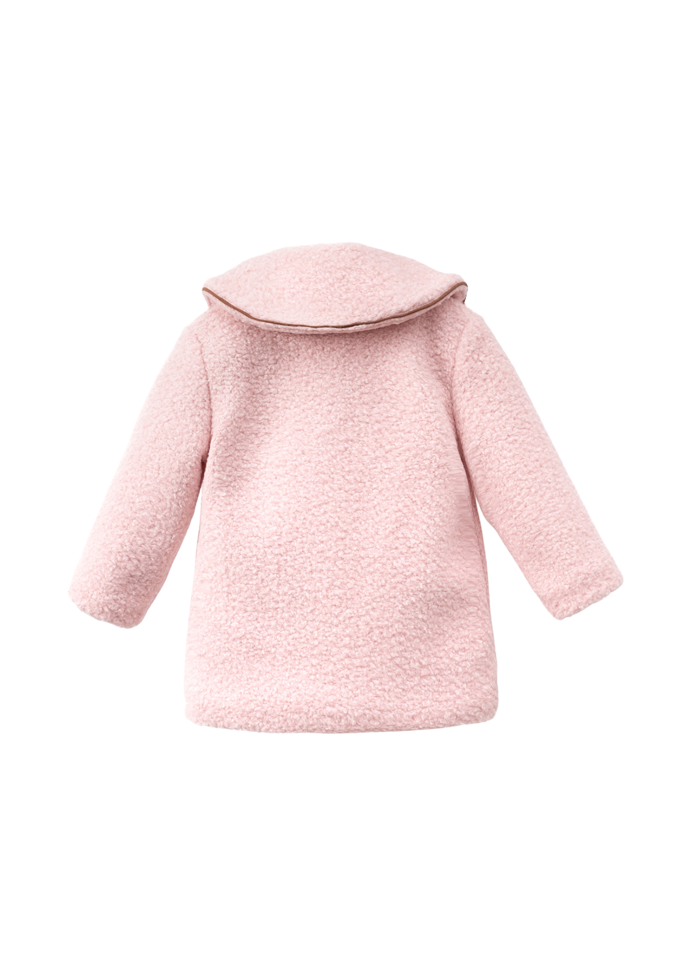 Palton Stofa Bucle Roz cu Guler si Palarie 3567 Mino Baby