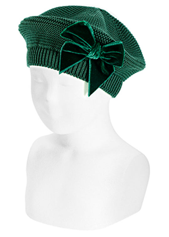 Bereta Tricotata Verde cu Funda din Catifea pentru Fete 50100011 – Condor