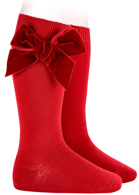 Sosete Lungi din Bumbac cu Funda din Catifea Rosie pentru Fete 24892 – Condor