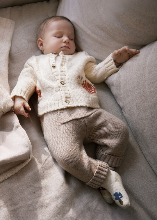 Set 3 piese Tricotat Crem cu Bej cu Melc 2571 Mayoral