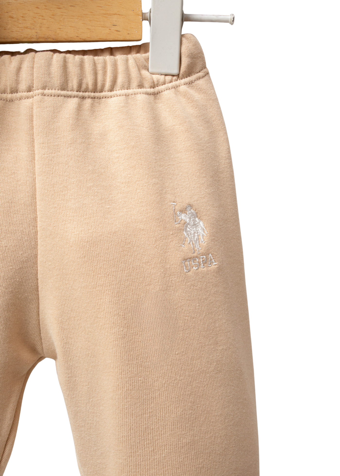 Set 3 Piese Vesta din Plus Bej Pantaloni Lungi Bej si Bluza Ivory USB2779 V1 Us Polo Assn