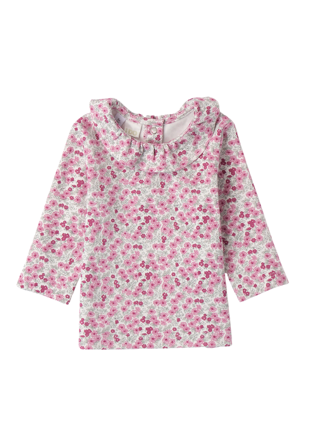 Set 3 Piese Salopeta Lunga si Cardigan Tricot Frez si Bluza cu Flori iDO