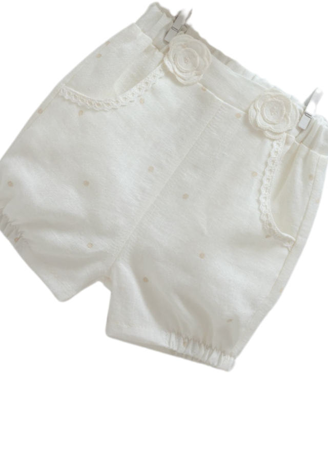 Set 2 Piese Crem Top si Pantaloni Scurti din Bumbac 9784 Mell Sweet Baby