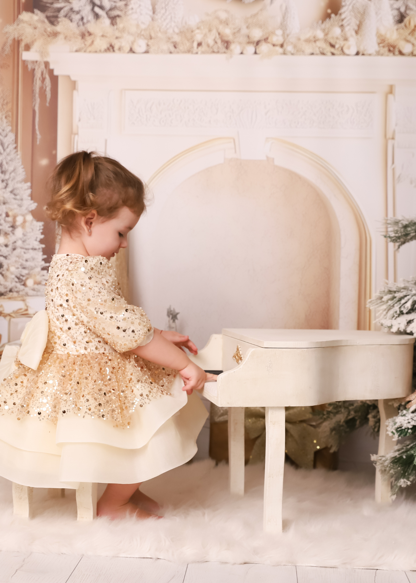 Lucia Tull Cappuccino Dress With Gold Sequins AnneBebe