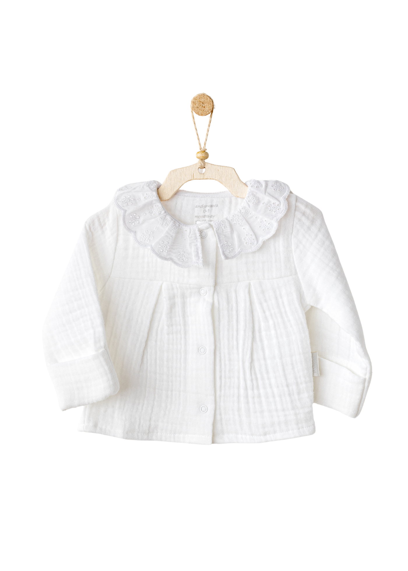 Set 5 Piese Nou Nascut Muselina Alba cu Dantela Bumbac AC25840 Andywawa