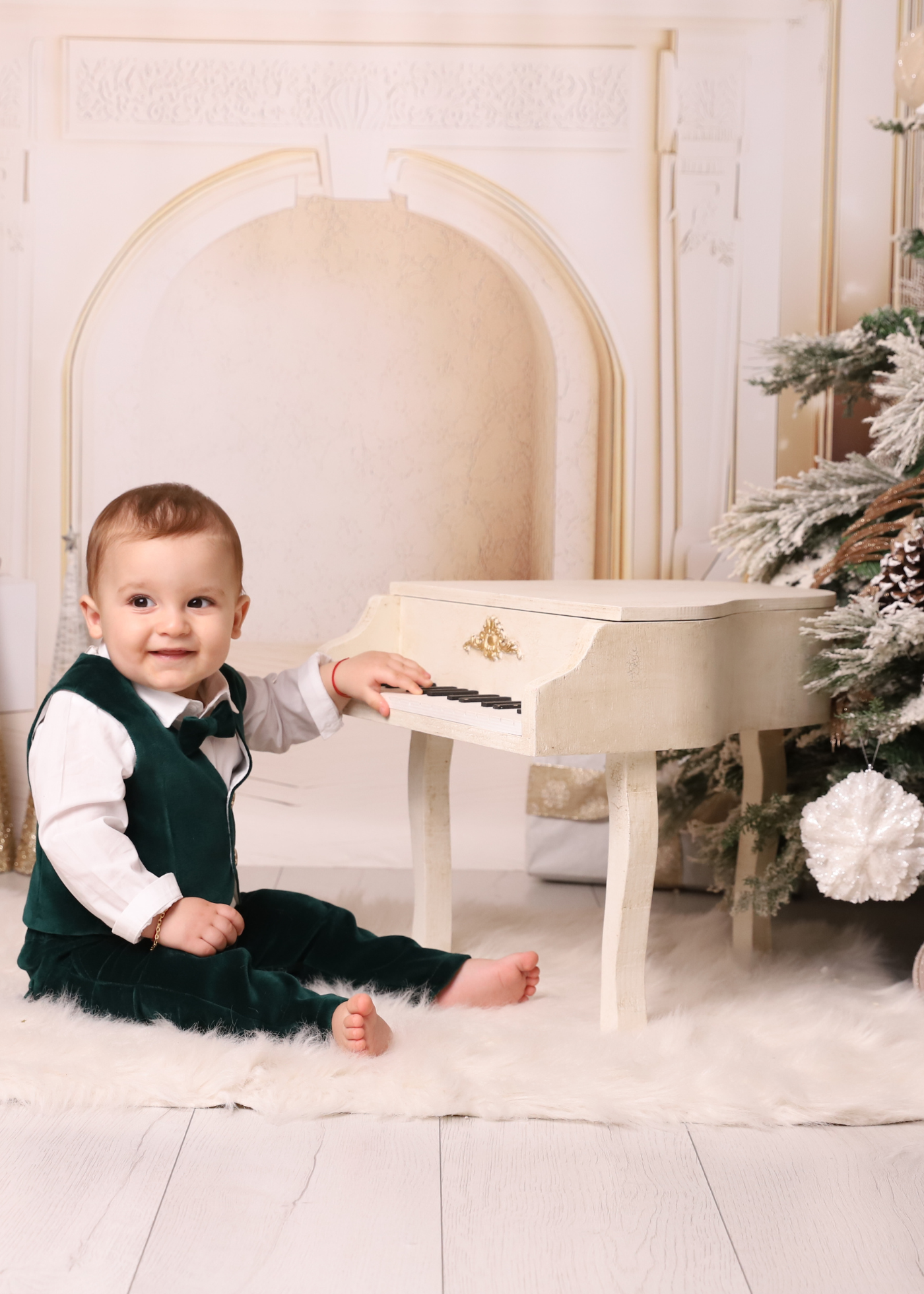 Costum Ayan Catifea Verde AnneBebe