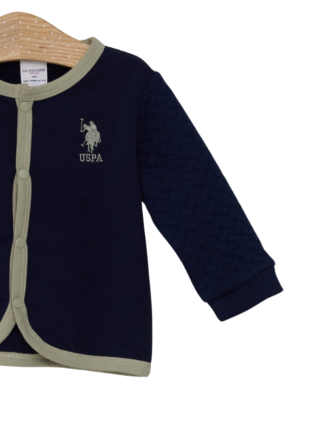 Set 3 Piese Jacheta cu Capse si Pantaloni Bluemarin si Bluza Ivory USB2067 V1 Us Polo Assn