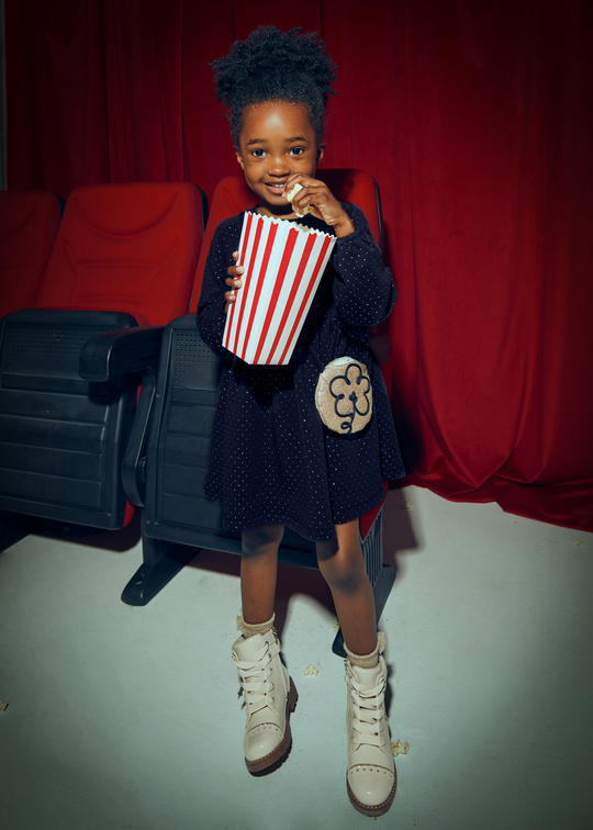 Navy Blue Dress with Long Sleeves and Bag 4926 Mayoral