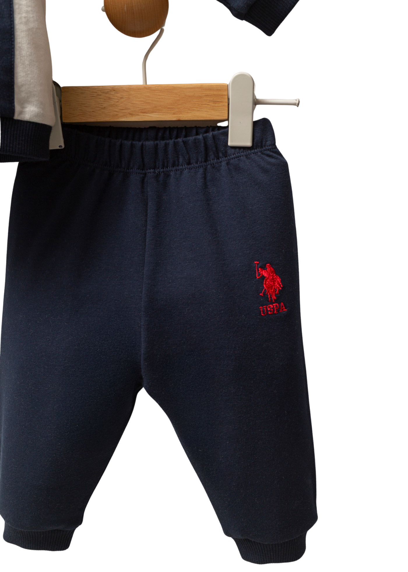 Set 3 Piese Bleumarin Jacheta cu Capse Pantaloni Lungi si Bluza Crem USB2537 Us Polo Assn