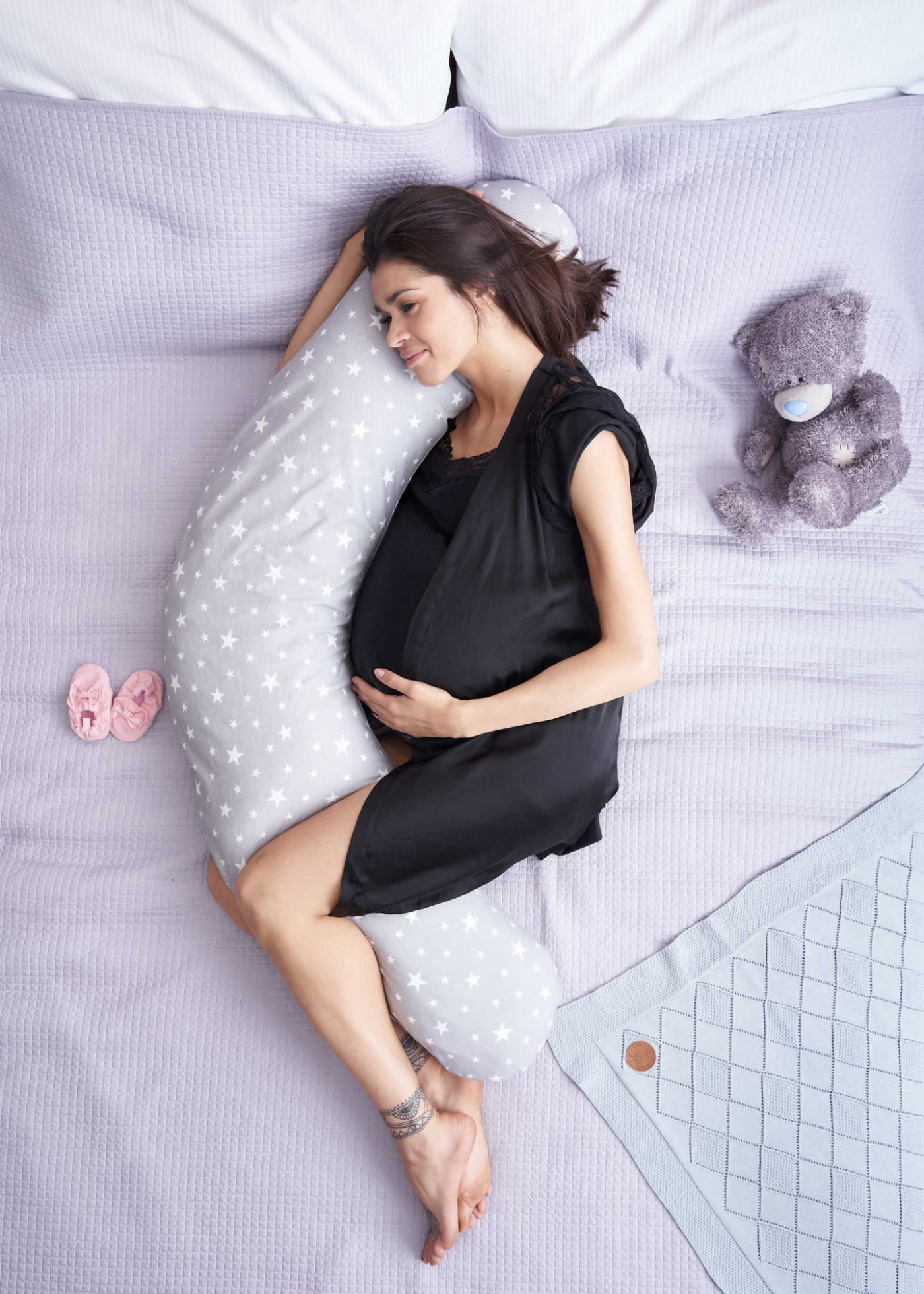 Perna Alaptat Multifunctionala Maxi Gri cu Stelute Albe Milky Way 741-700-635 BabyOno